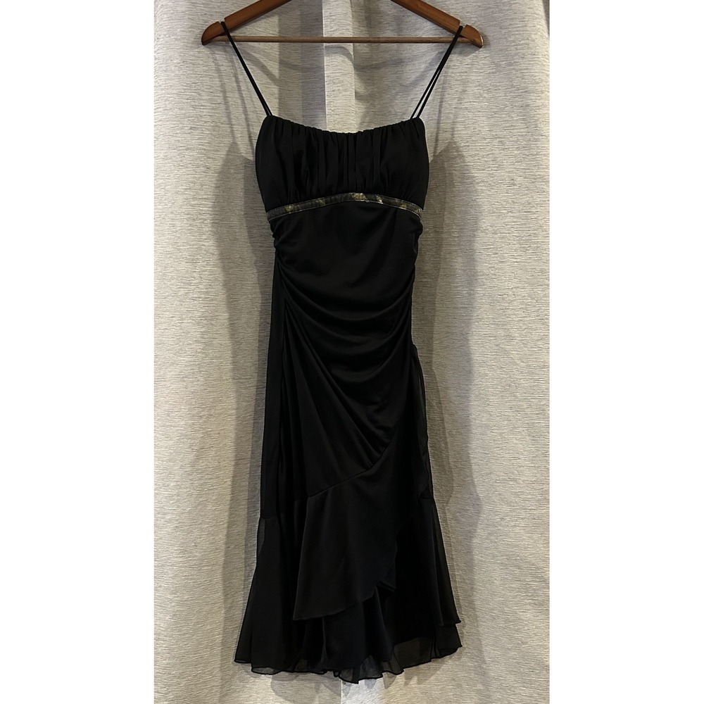 Ruby Rox Y2K Mesh Babydoll Dress M Black Beaded‎ Asymmetrical Whimsigoth Fairy